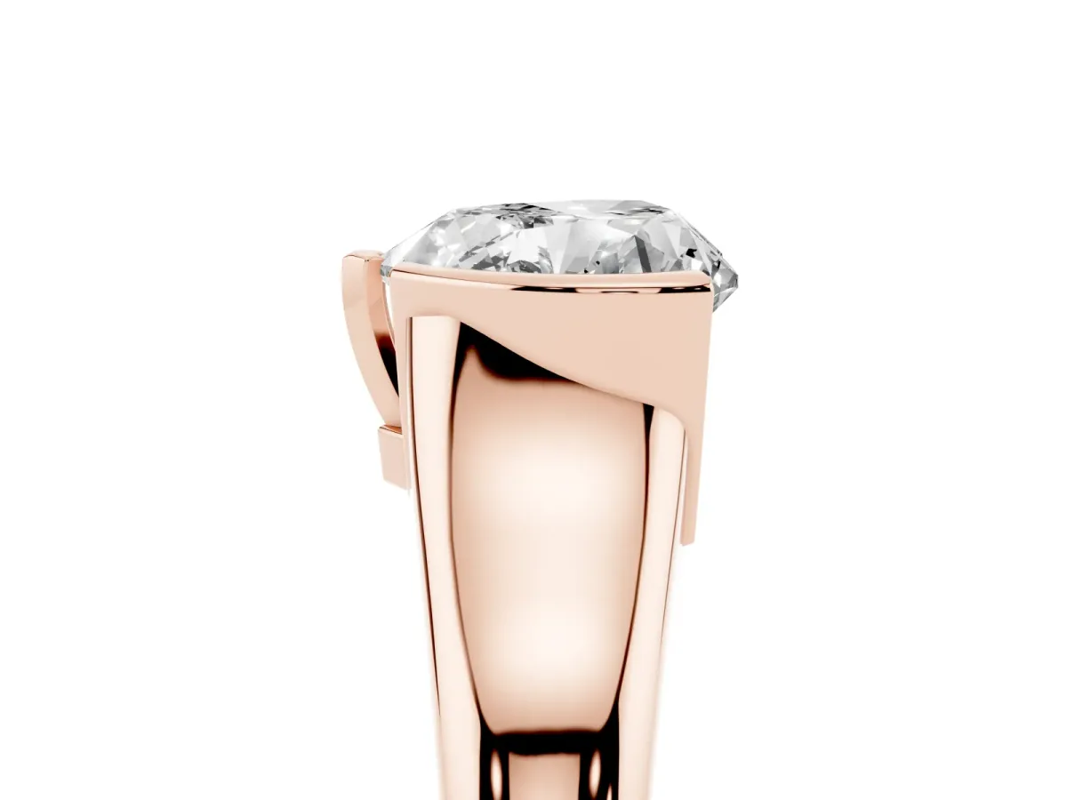 Heart Cut Solitaire Tension Set Diamond Ring with Split Shank Band Rose gold
