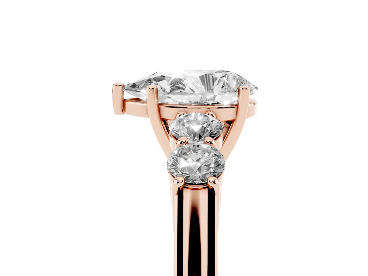 Pear Cut Cut Diamond Five-Stone Prong Set White Gold Ring Rose gold