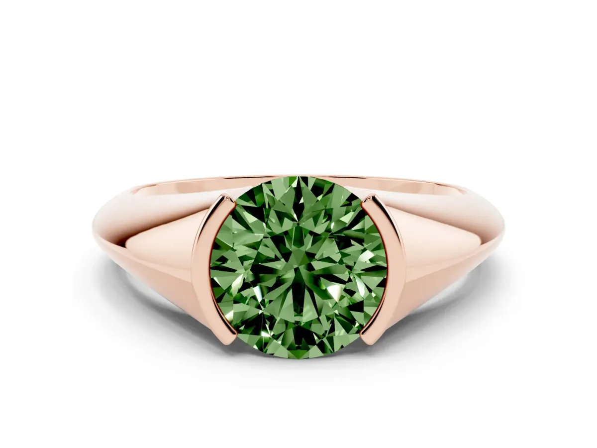 Fancy Green Round Cut Solitaire Tension Set Diamond Ring Rose gold