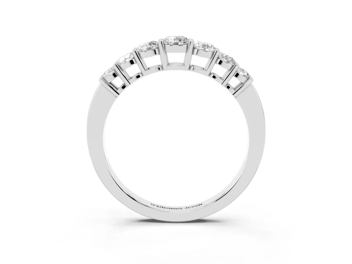 Round Diamond Prong-Set Half-Eternity Band Silver