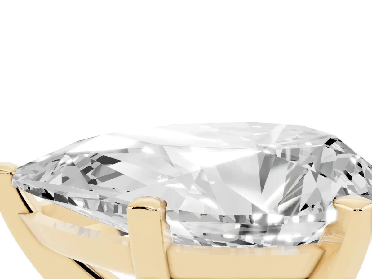 Pear Cut Diamond Solitaire Ring with Prong Setting and Classic Band Yellow gold