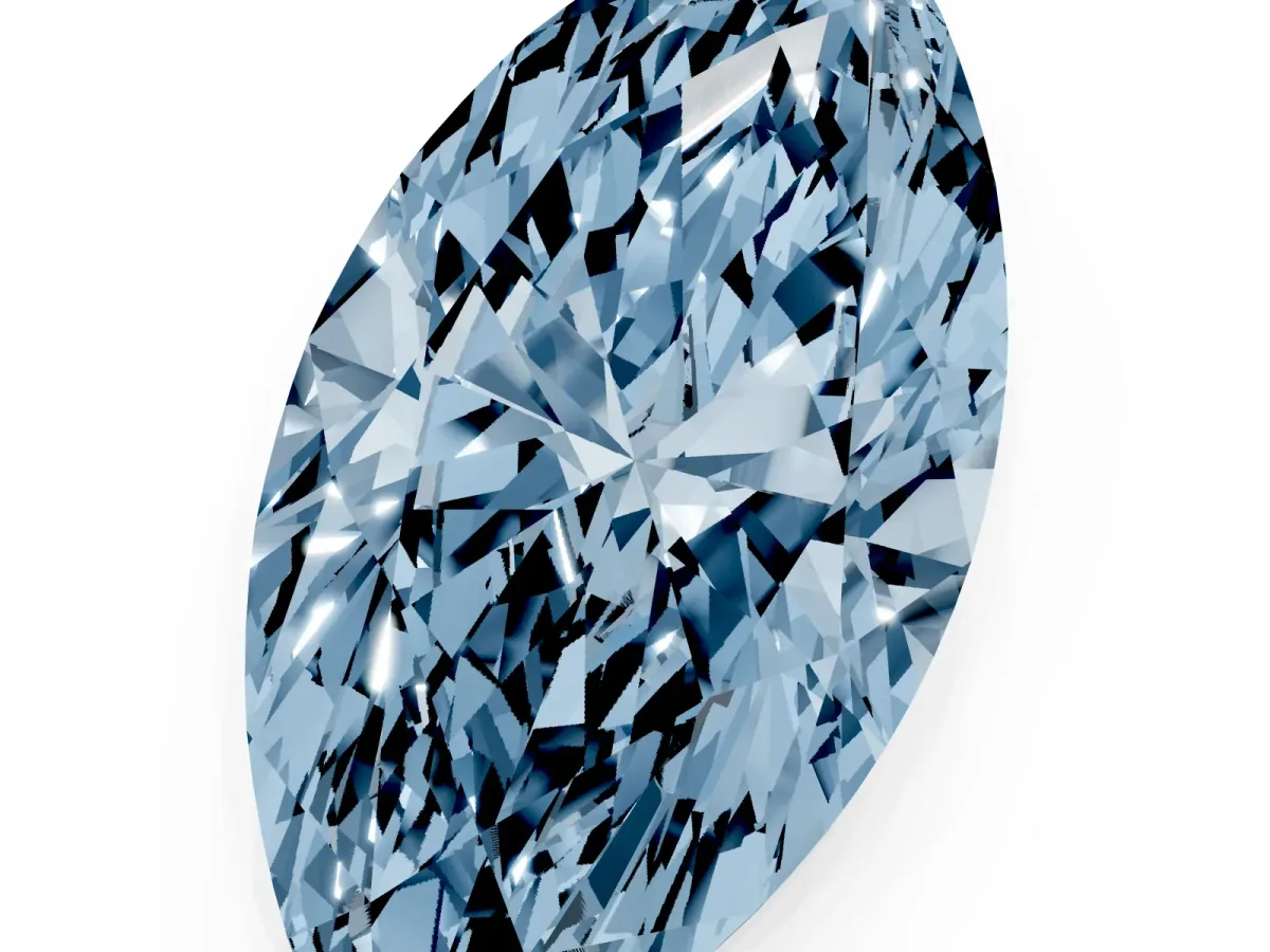 Fancy Blue Marquise Cut Cut Cathedral Pave Diamond Engagement Ring with Six-Prong Setting Rose gold