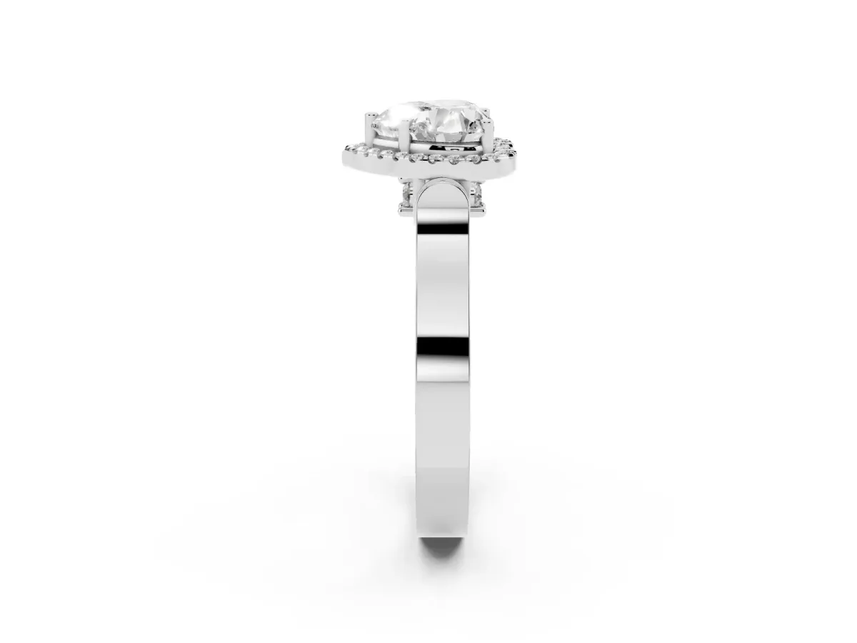 Heart Cut Halo Round Diamond Twist Band with Four-Prong Setting Platinum