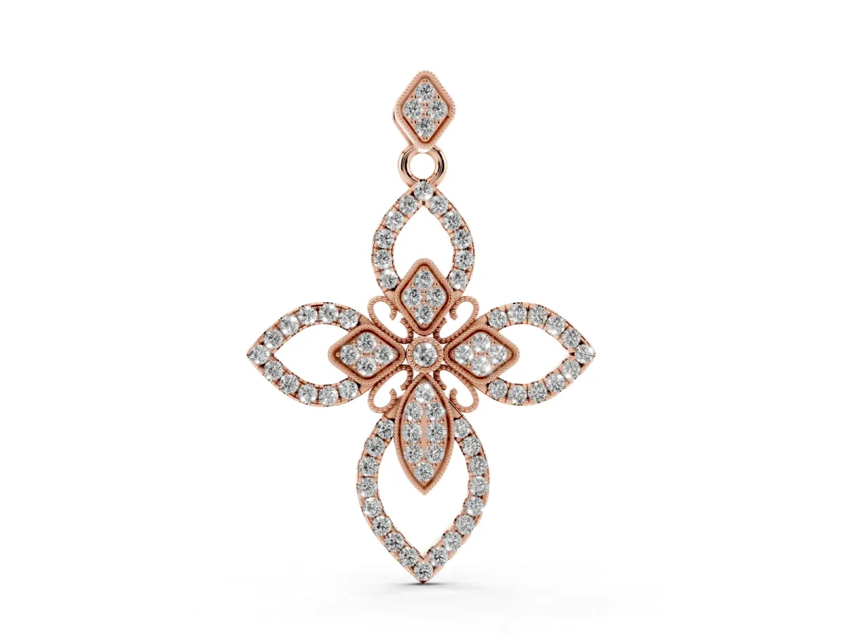 Pavé Marquise Diamond Cross Pendant Rose gold