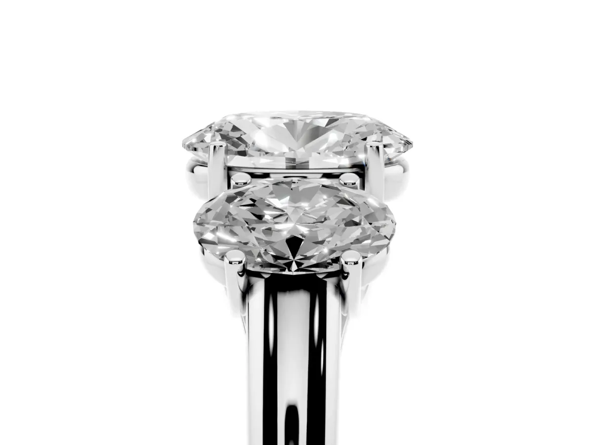 Three-Stone Oval Cut Diamond Engagement Ring with Prong Setting White gold