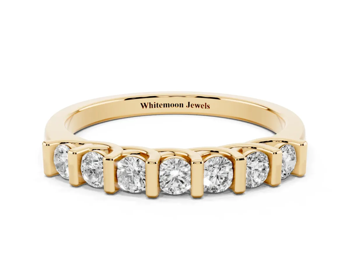 Channel-Set Round Diamond Half-Eternity Band Yellow gold