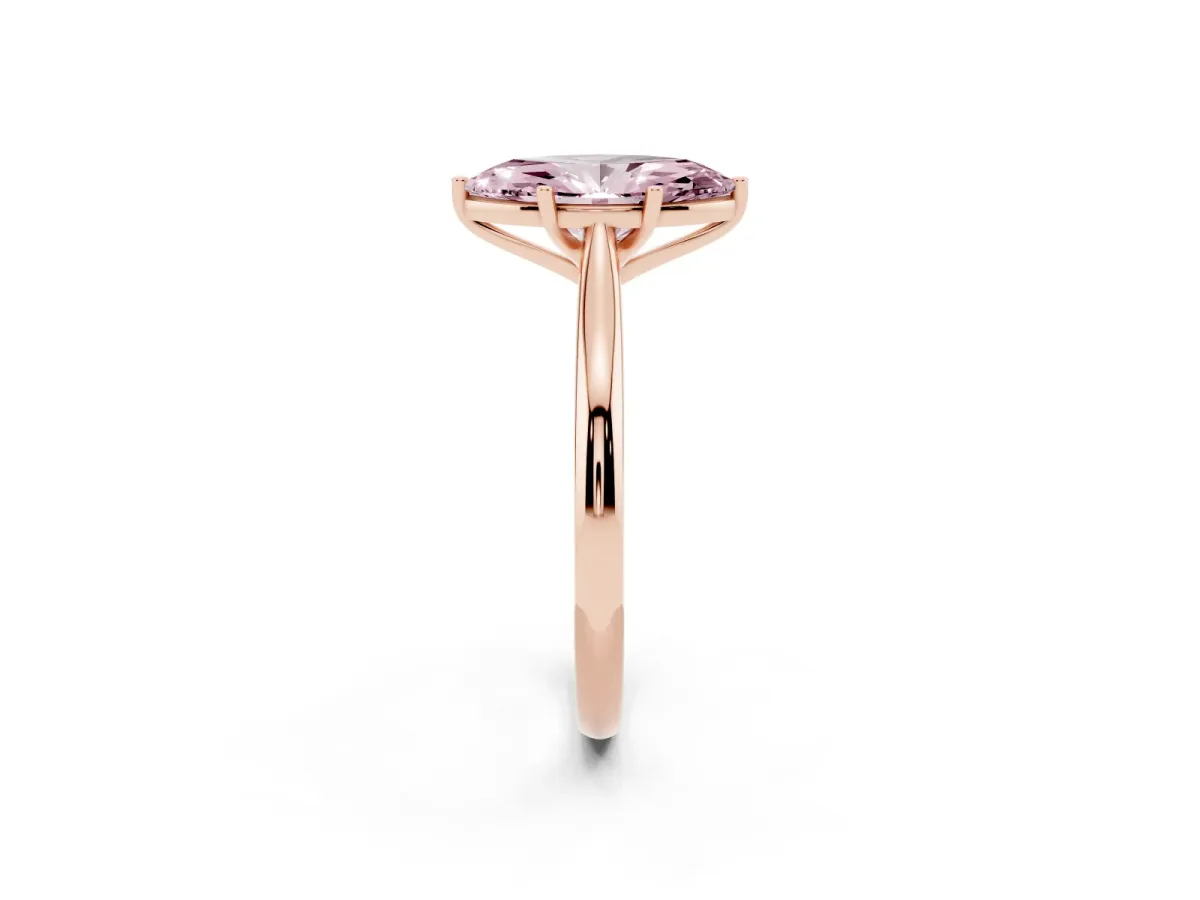 Fancy Pink Marquise Cut Cut Solitaire Ring with Cathedral Band and Four-Prong Setting Rose gold