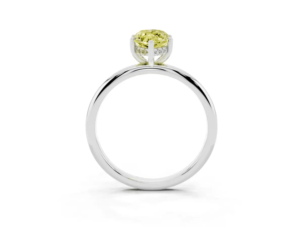 Fancy Yellow Marquise Cut Cut Solitaire Engagement Ring with Four-Prong Setting and Classic Band Platinum