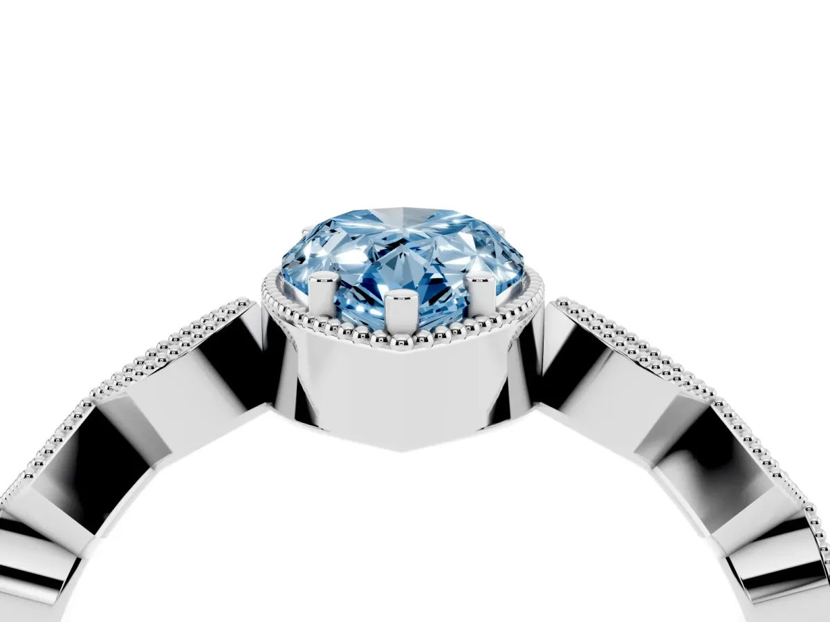 Fancy Blue Pear Cut Milgrain Marquise Diamond Twist Band Ring Platinum