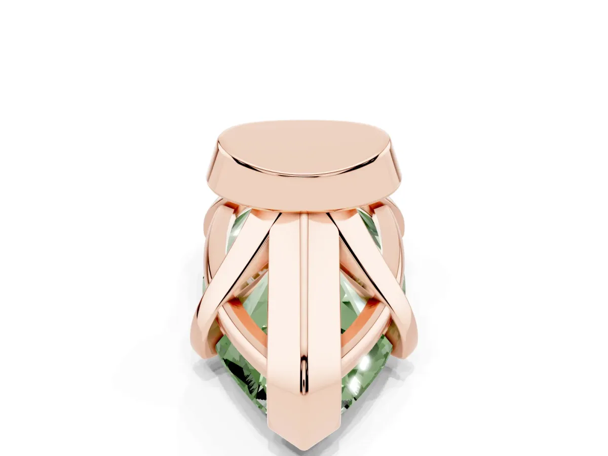 Fancy Green Marquise Cut Diamond Solitaire Ring with Prong Setting and Classic Band Rose gold