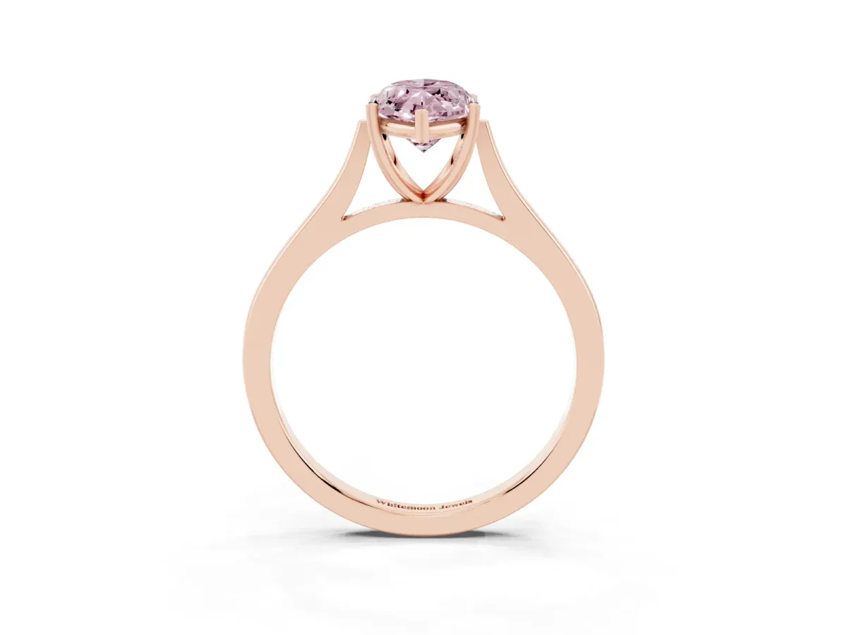 Fancy Pink Marquise Cut Solitaire Heart Prong Engagement Ring with Tapered Band Rose gold