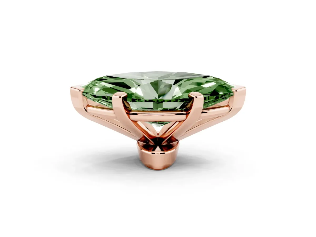 Fancy Green Marquise Cut Diamond Solitaire Ring with Prong Setting and Classic Band Rose gold