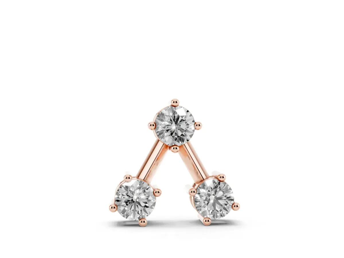 Three-Stone Round Diamond Prong Set Pendant Rose gold