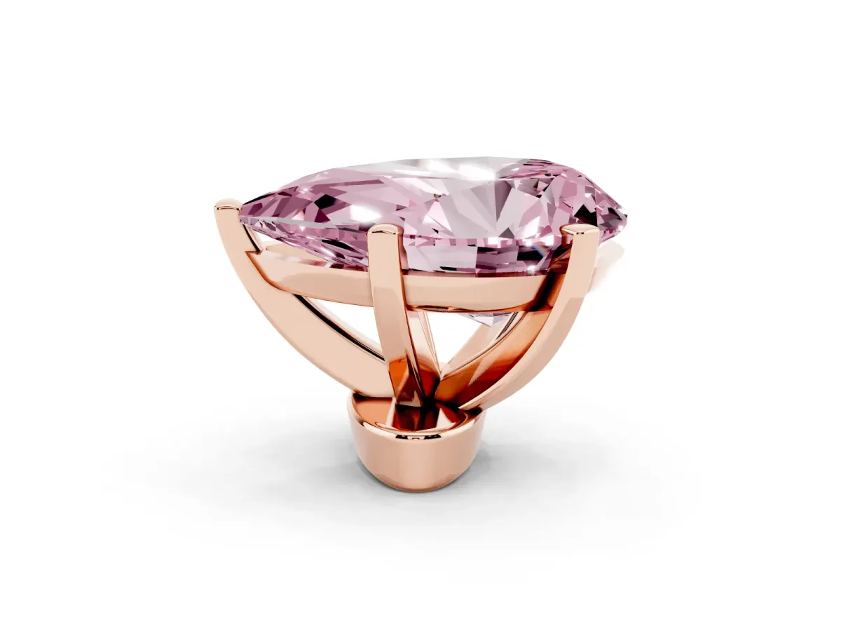 Fancy Pink Pear Cut Diamond Solitaire Ring with Prong Setting and Classic Band Rose gold