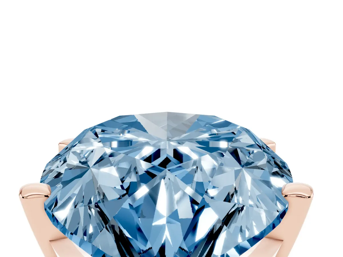 Fancy Blue Pear Cut Diamond Solitaire Ring with Prong Setting and Classic Band Rose gold
