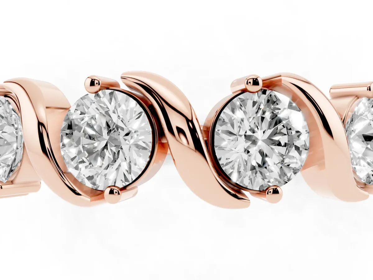 Round Diamond Half Eternity Band with Wave Prong Setting Rose gold