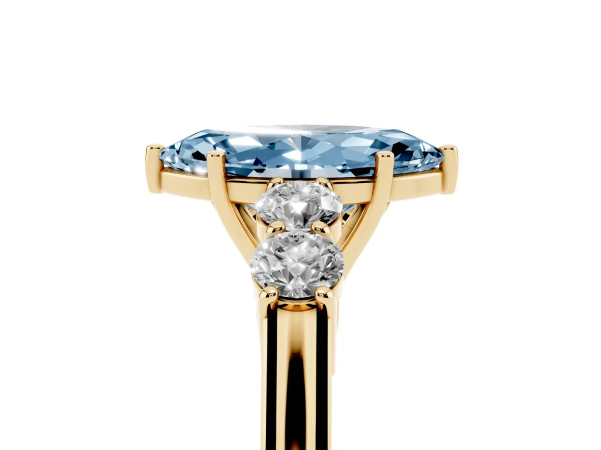 Fancy Blue Marquise Cut Cut Diamond Five-Stone Prong Set White Gold Ring Yellow gold