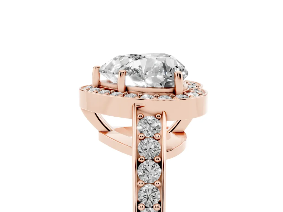 Heart Cut Halo Pavé Diamond Engagement Ring with Bezel Setting Rose gold