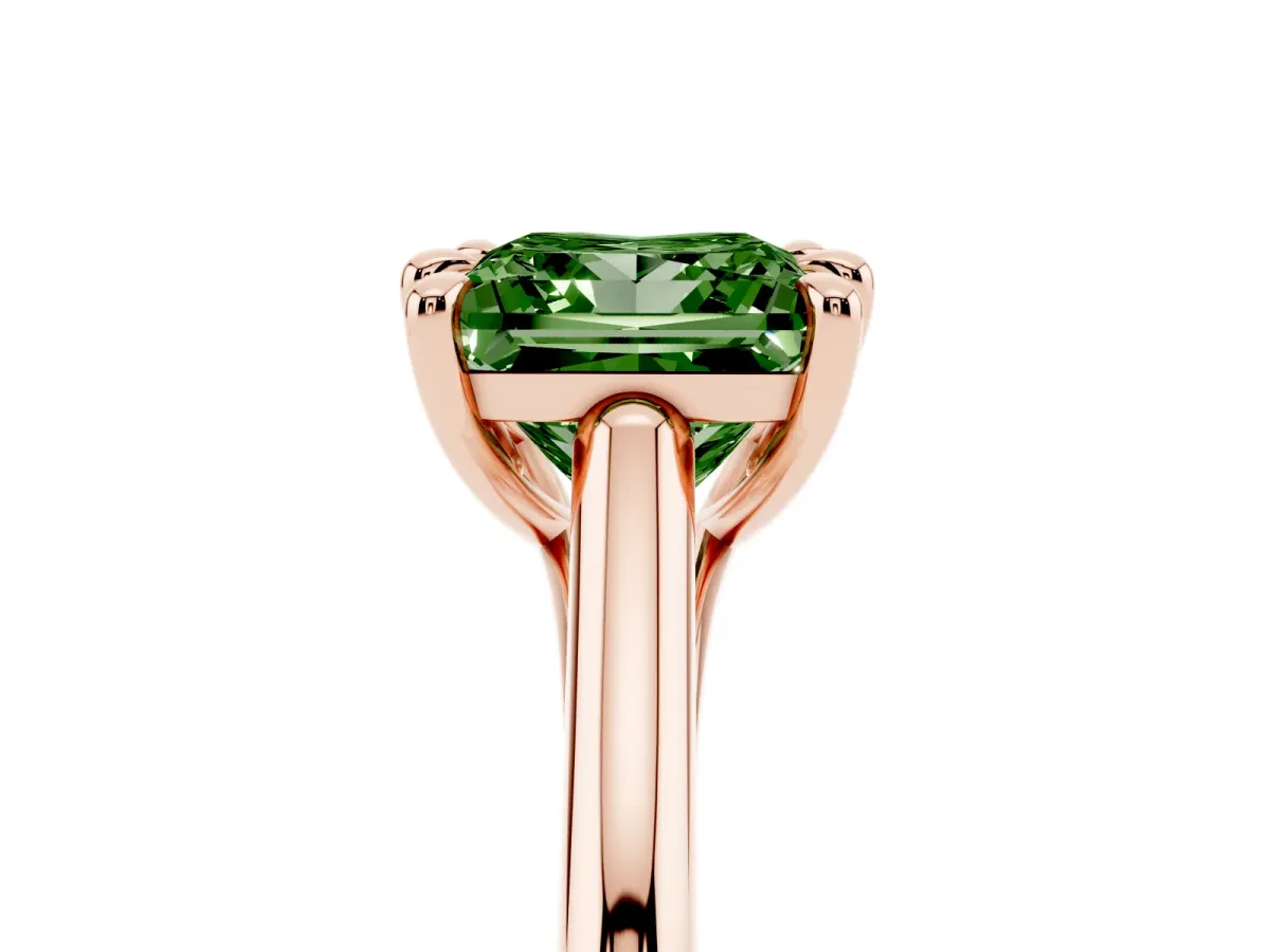 Fancy Green Princess Cut Solitaire Engagement Ring with Six-Prong Setting and Classic Band Rose gold