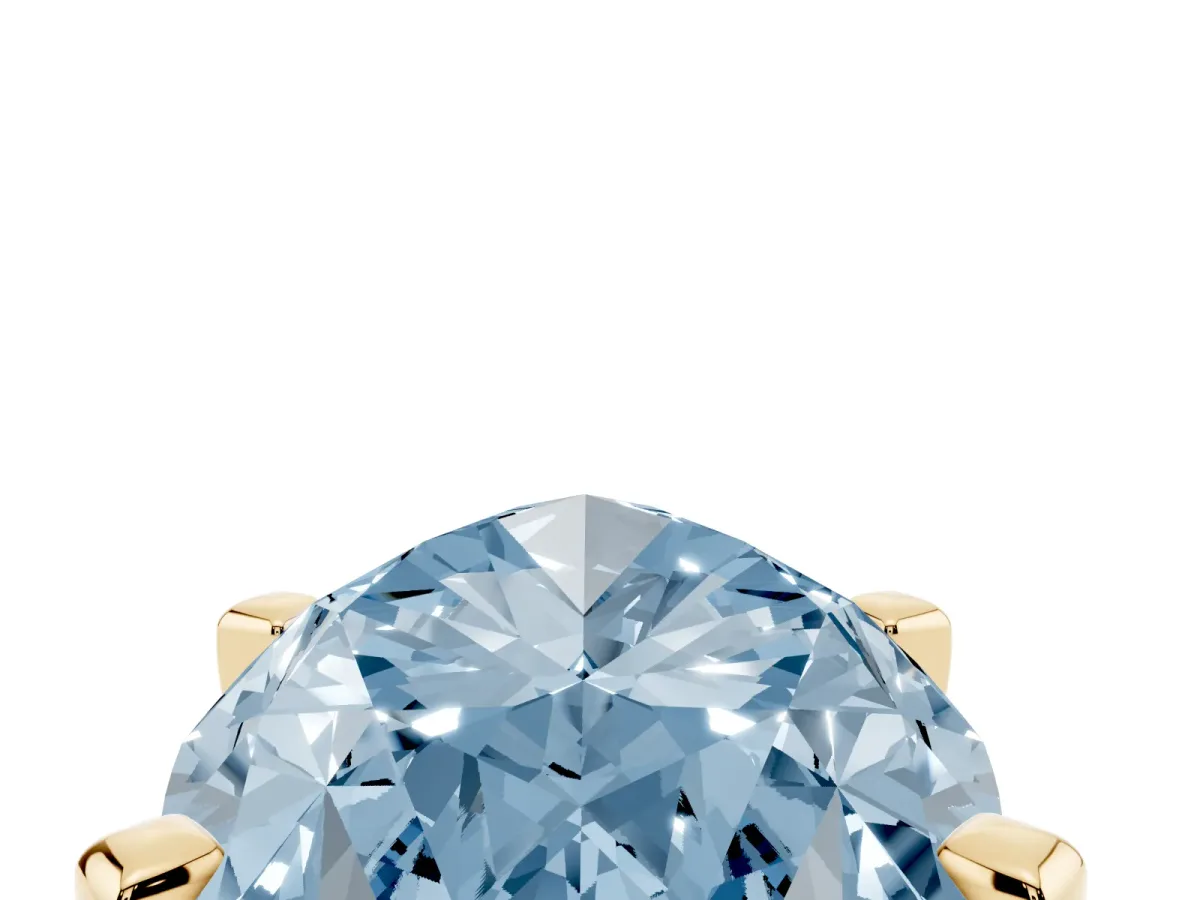 Fancy Blue Marquise Cut Diamond Solitaire Ring with Prong Setting and Classic Band Yellow gold