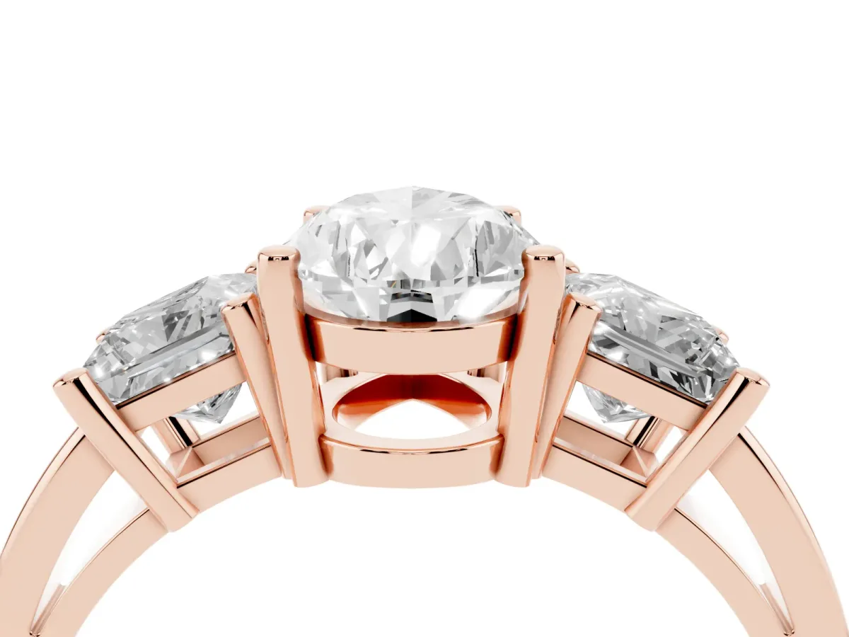 Three-Stone Pear Cut Cut Solitaire Ring with Prong Setting Rose gold