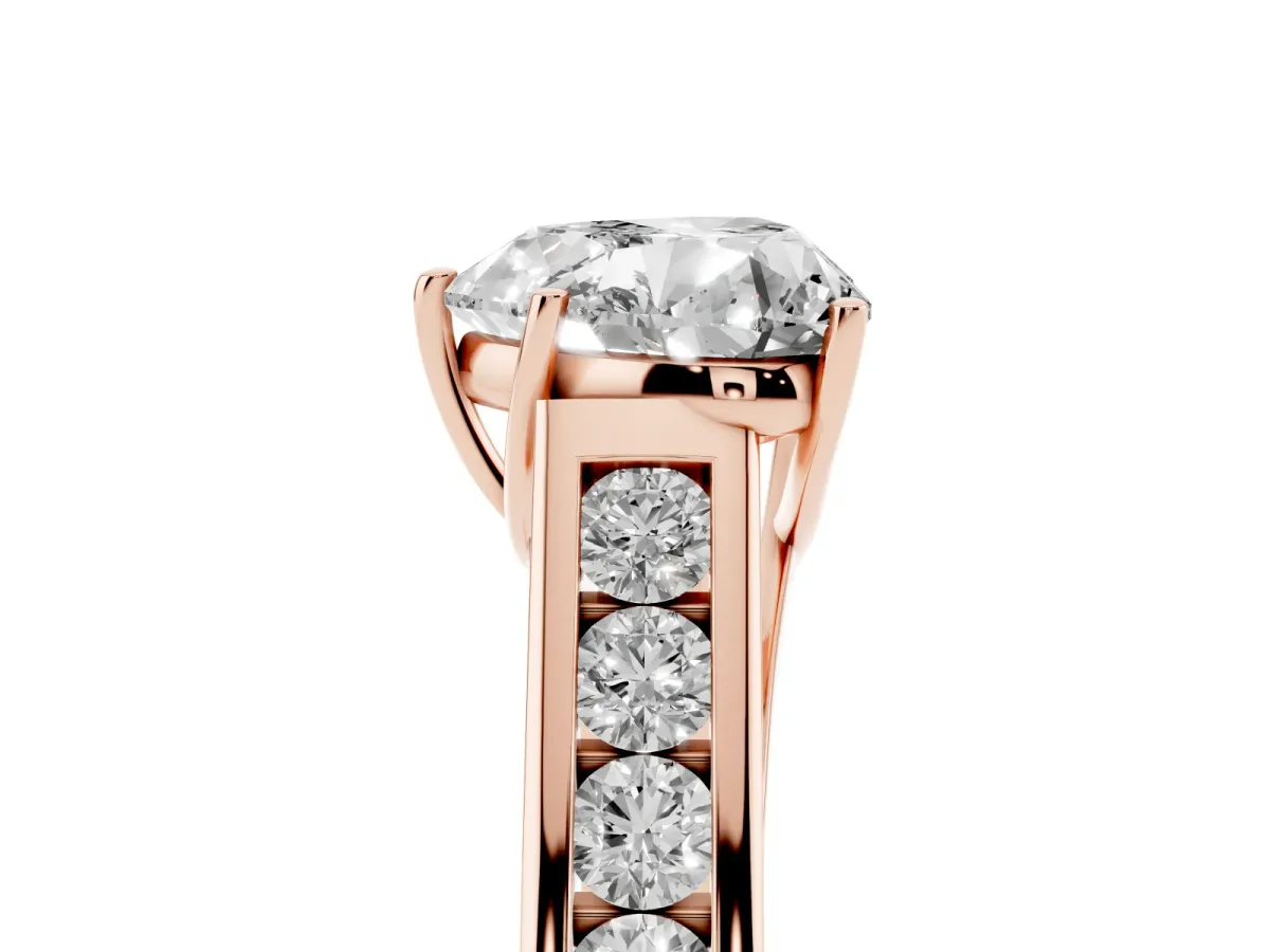 Heart Cut Solitaire Channel-Set Diamond Engagement Ring with Four-Prong Setting Rose gold