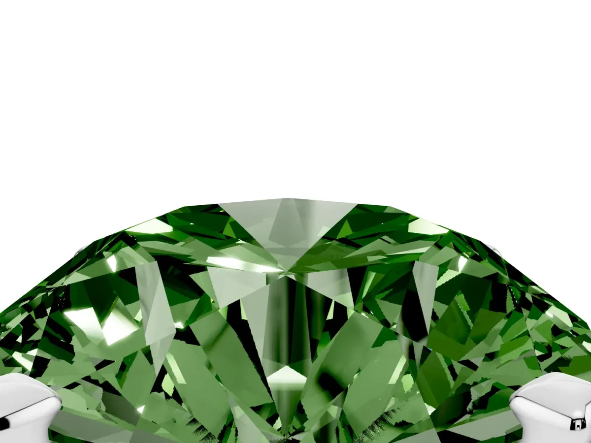 Fancy Green Round Cut Diamond Solitaire Ring with Prong Setting and Classic Band Silver