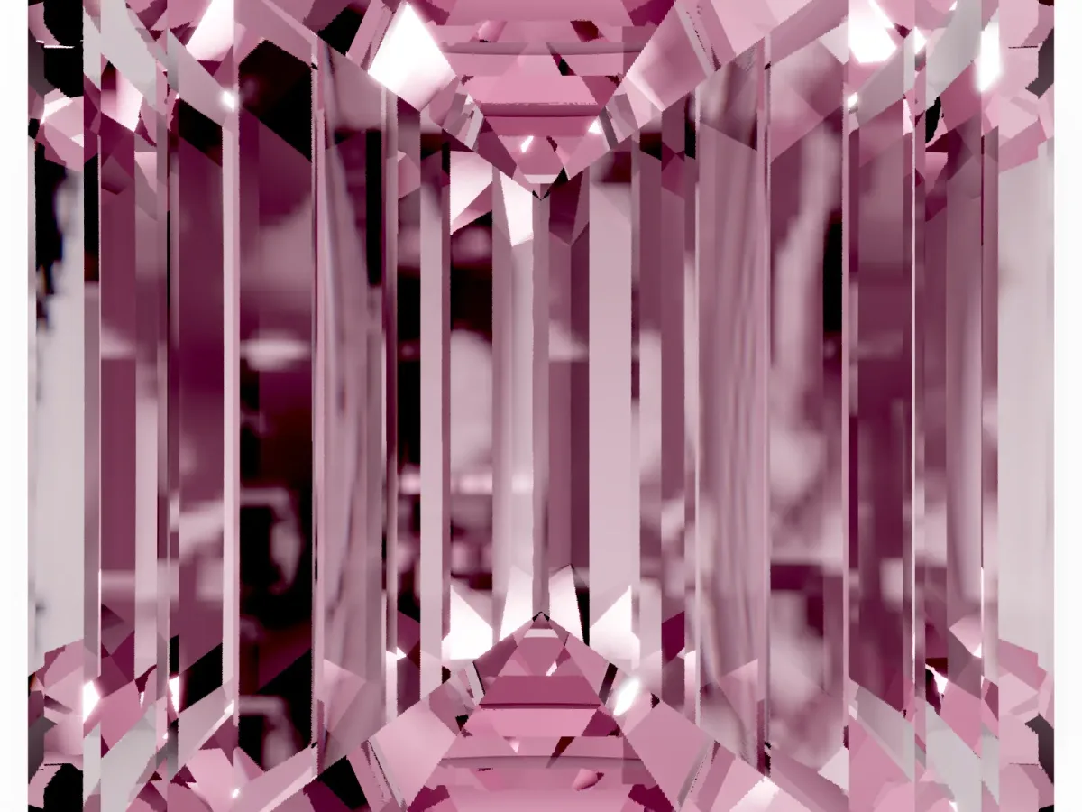 Fancy Pink Emerald Cut Cut Pave Band Milgrain Solitaire Ring Silver