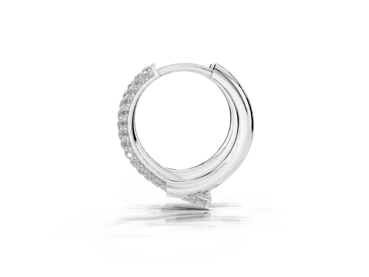 Round Diamond Vega Bypass Hoop Earrings White gold