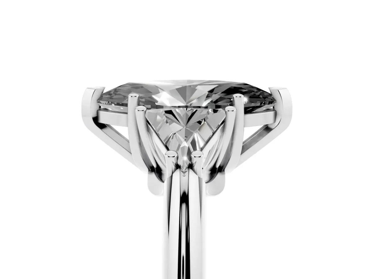 Fancy Black Three-Stone Marquise Cut Diamond Engagement Ring with Trillion Side Stones and Prong Setting Silver