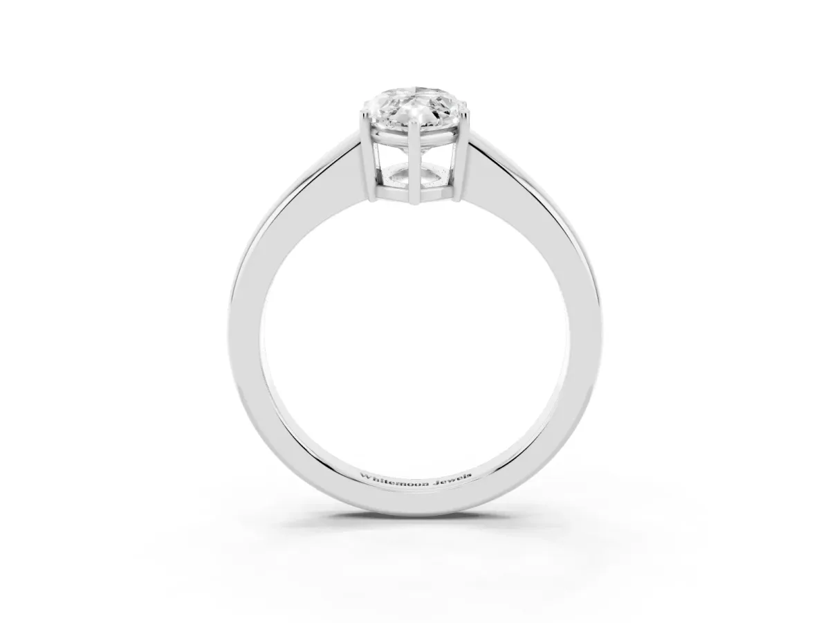 Marquise Cut Solitaire Diamond Ring with Tapered Band and Four-Prong Setting Platinum
