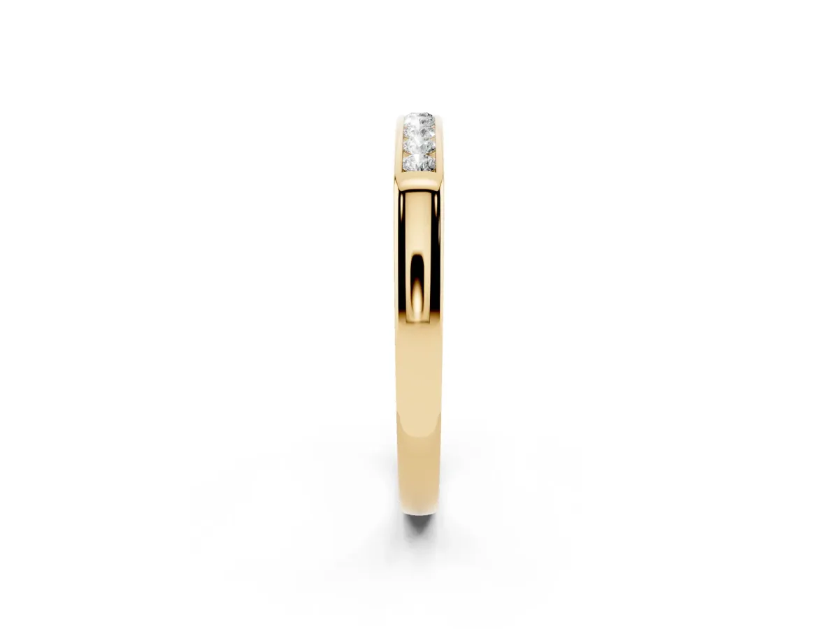 Channel Set Round Diamond Flat Band Yellow gold