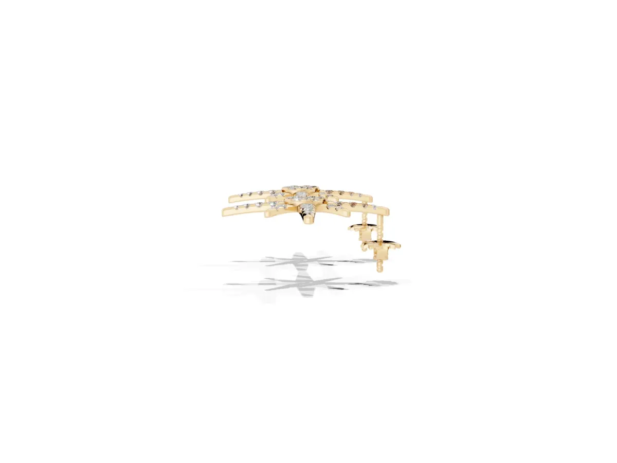 Pavé Diamond Starburst Stud Earrings Yellow gold