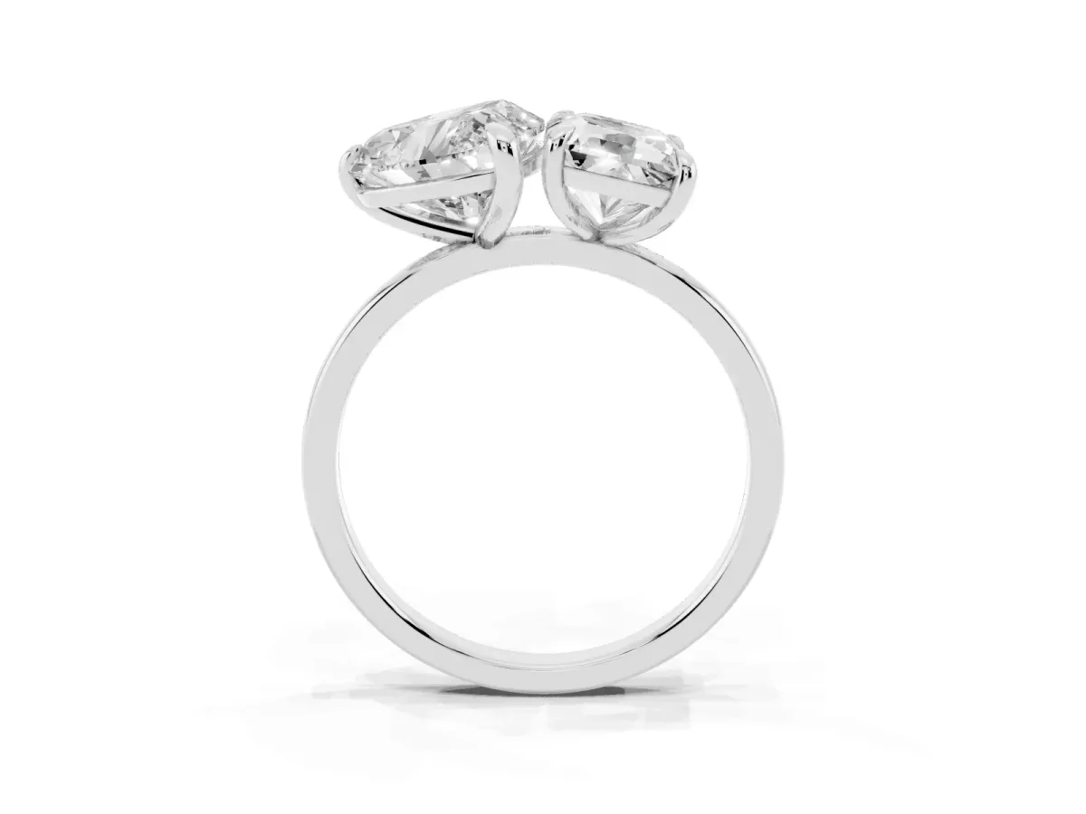Radiant and Heart Toi Moi Ring with Prong Setting and Plain Band Silver