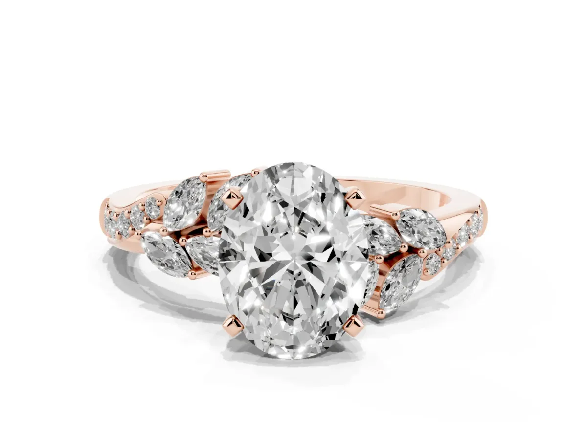 Oval Cut Solitaire Marquise Twist Band with Six-Prong Setting Rose gold
