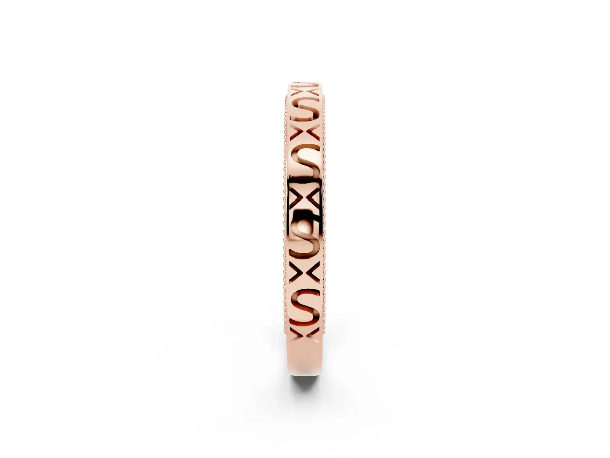 Vintage Engraved Milgrain Band Rose gold