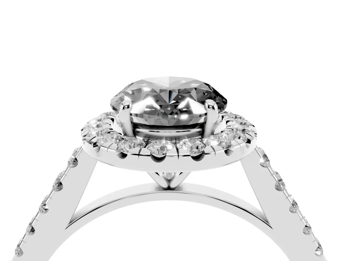 Fancy Black Oval Cut Halo Pave Diamond Engagement Ring with Four-Prong Setting Silver