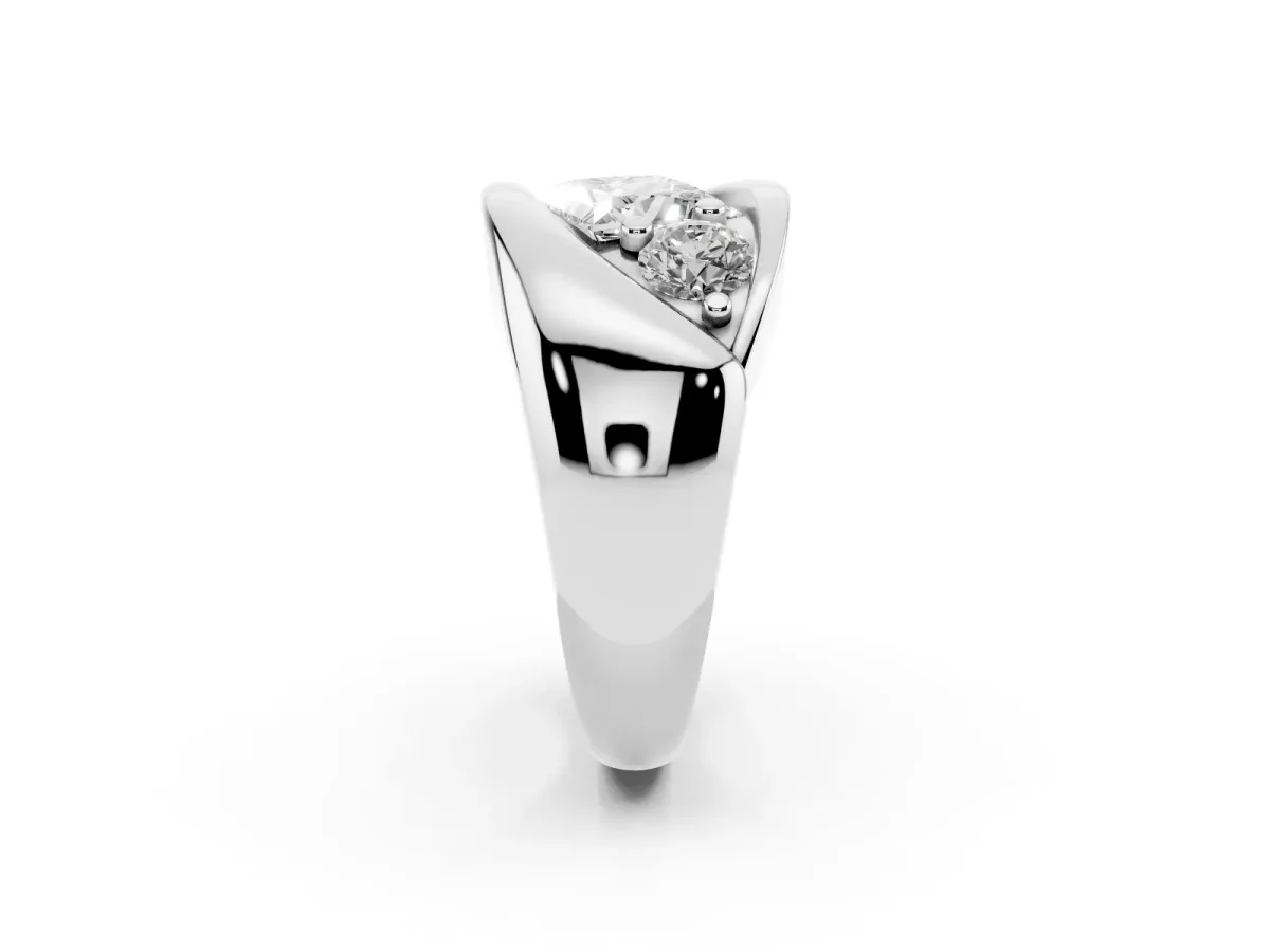 Channel Set Princess Cut Diamond Crossover Band Silver