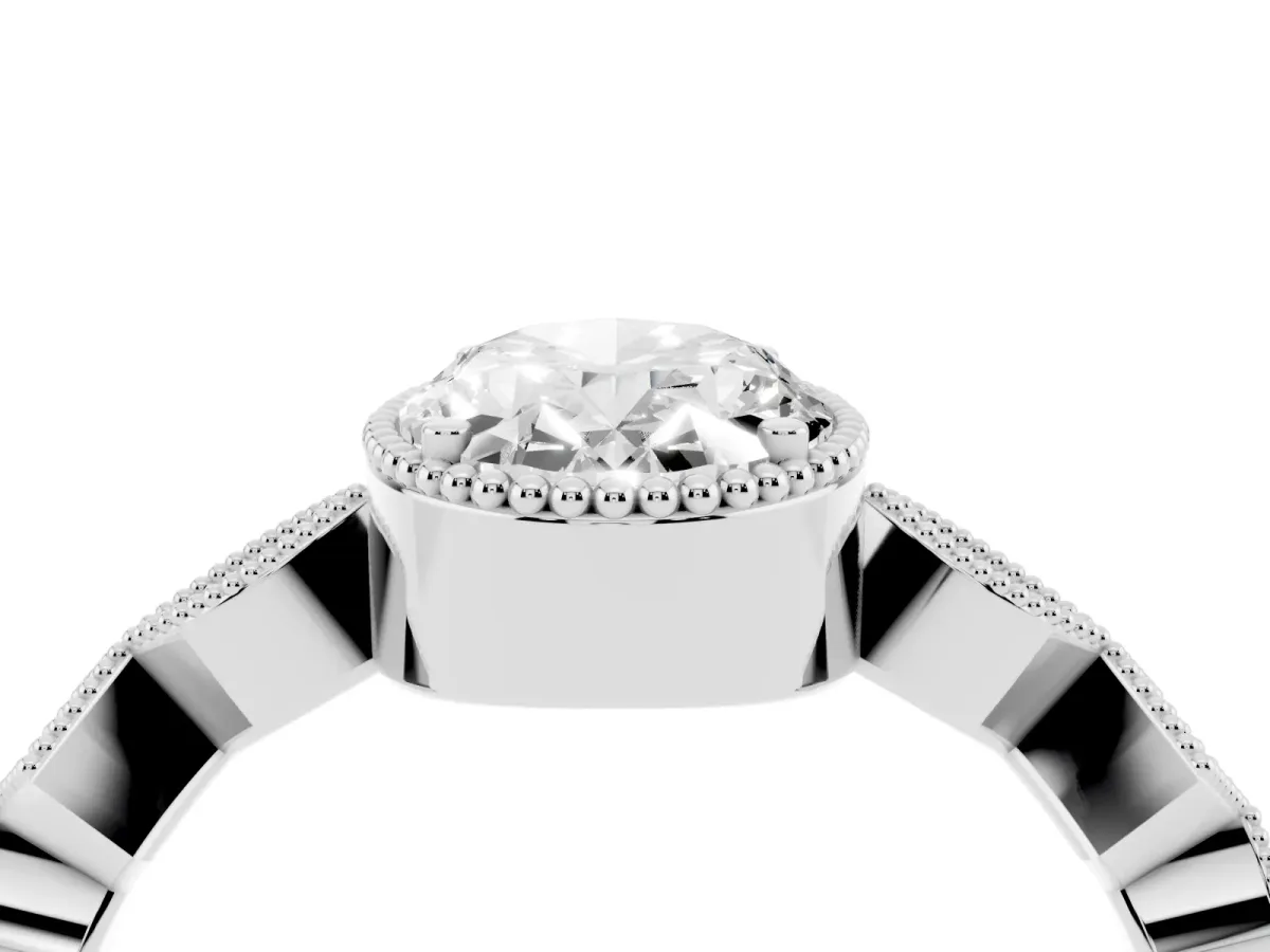 Oval Cut Milgrain Marquise Diamond Twist Band Ring Silver