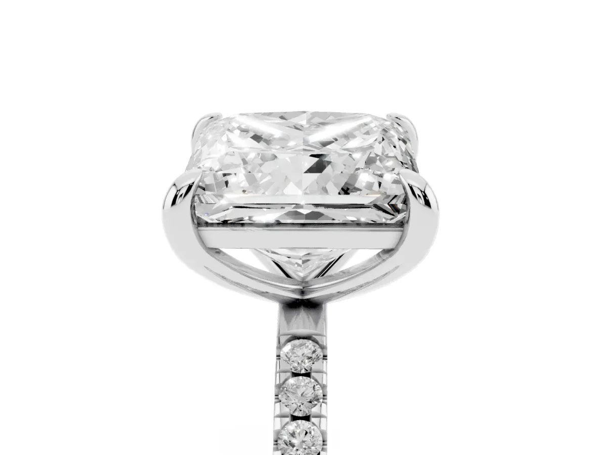 Oval and Princess Toi Moi Ring with Prong Setting and Micro Pave Band Platinum