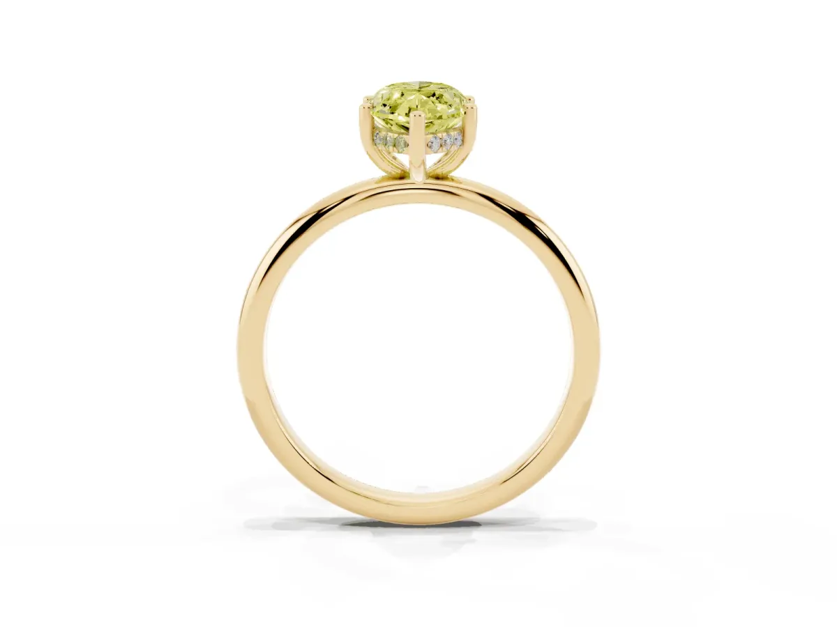 Fancy Yellow Marquise Cut Cut Solitaire Engagement Ring with Four-Prong Setting and Classic Band Yellow gold