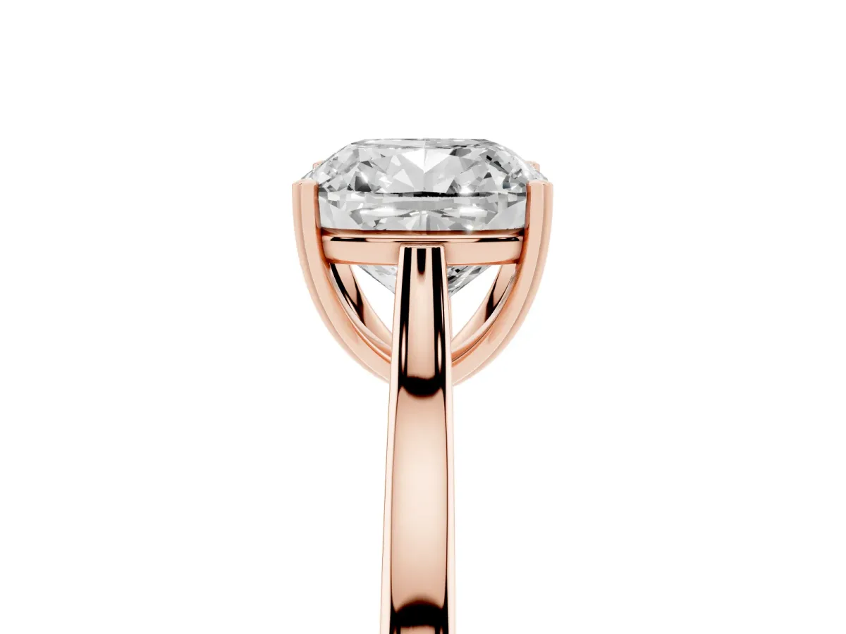 Cushion Cut Solitaire Heart Prong Engagement Ring with Tapered Band Rose gold