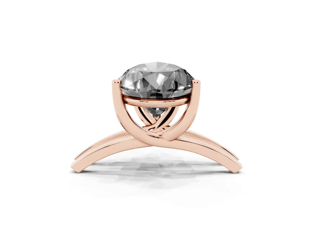 Fancy Black Pear Cut Cut Diamond Solitaire Engagement Ring with Tapered Plain Band and Four-Prong Setting Rose gold