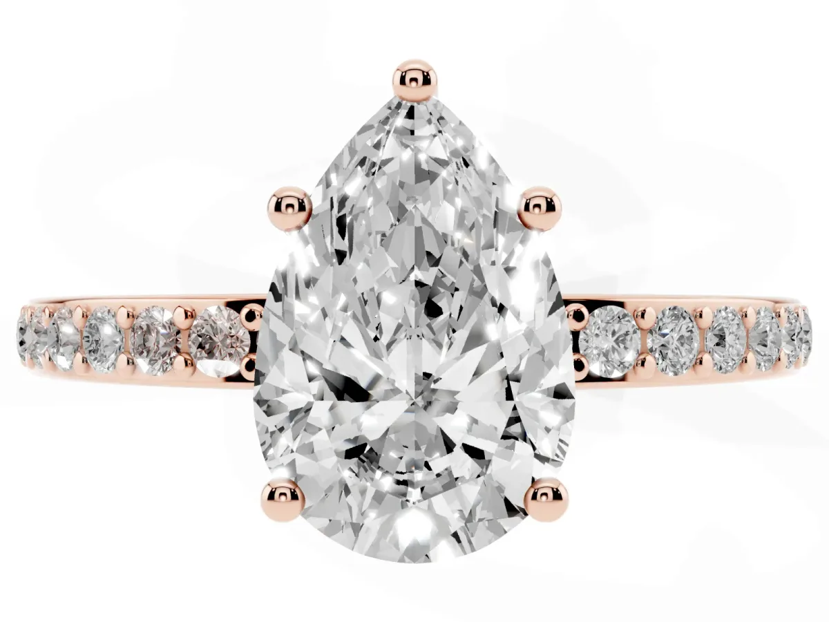 Pear Cut Cut Diamond Pavé Band Ring with Four-Prong Setting Rose gold