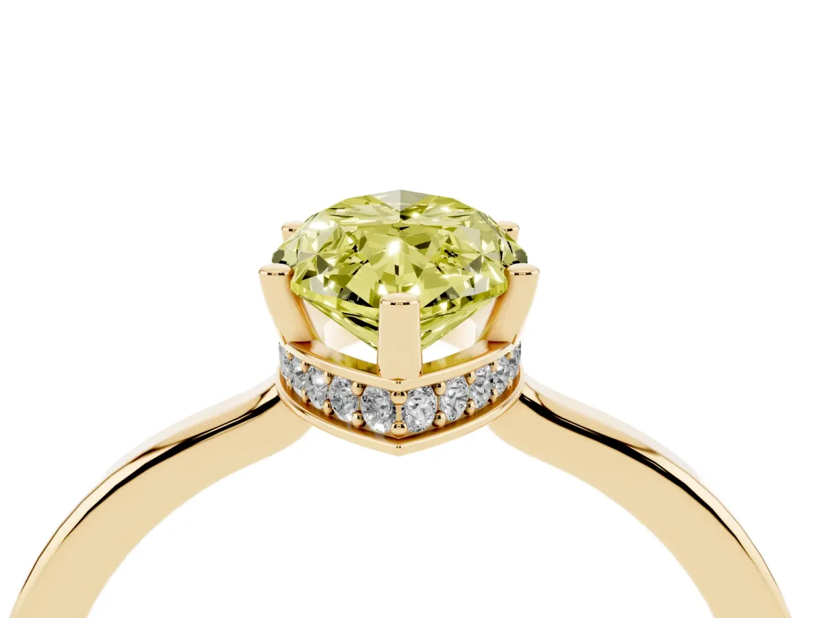 Fancy Yellow Marquise Cut Cut Solitaire Engagement Ring with Four-Prong Setting on a Classic Band Yellow gold