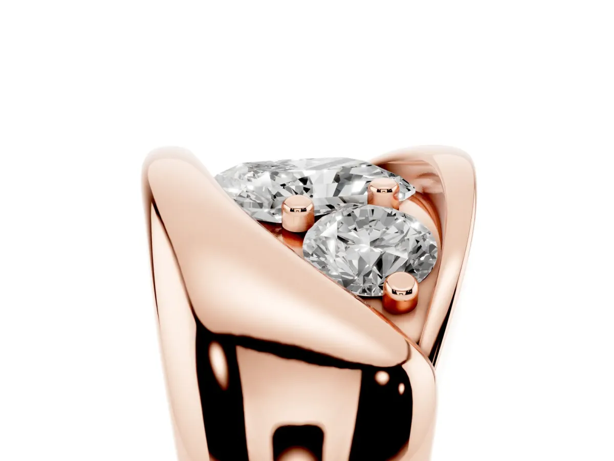 Channel Set Radiant Cut Diamond Crossover Band Rose gold