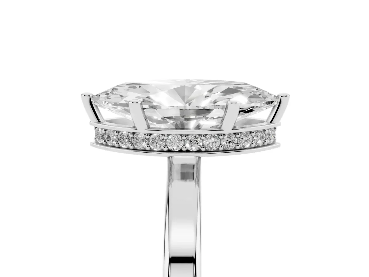 Marquise Cut Cut Solitaire Engagement Ring with Four-Prong Setting on a Classic Band Silver