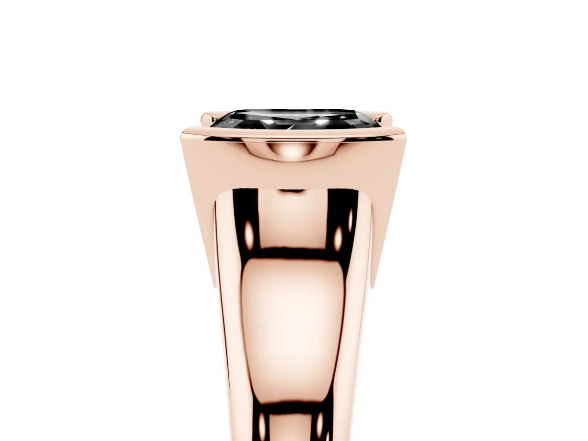 Fancy Black Asscher Cut Solitaire Tension Set Diamond Ring with Split Shank Band Rose gold