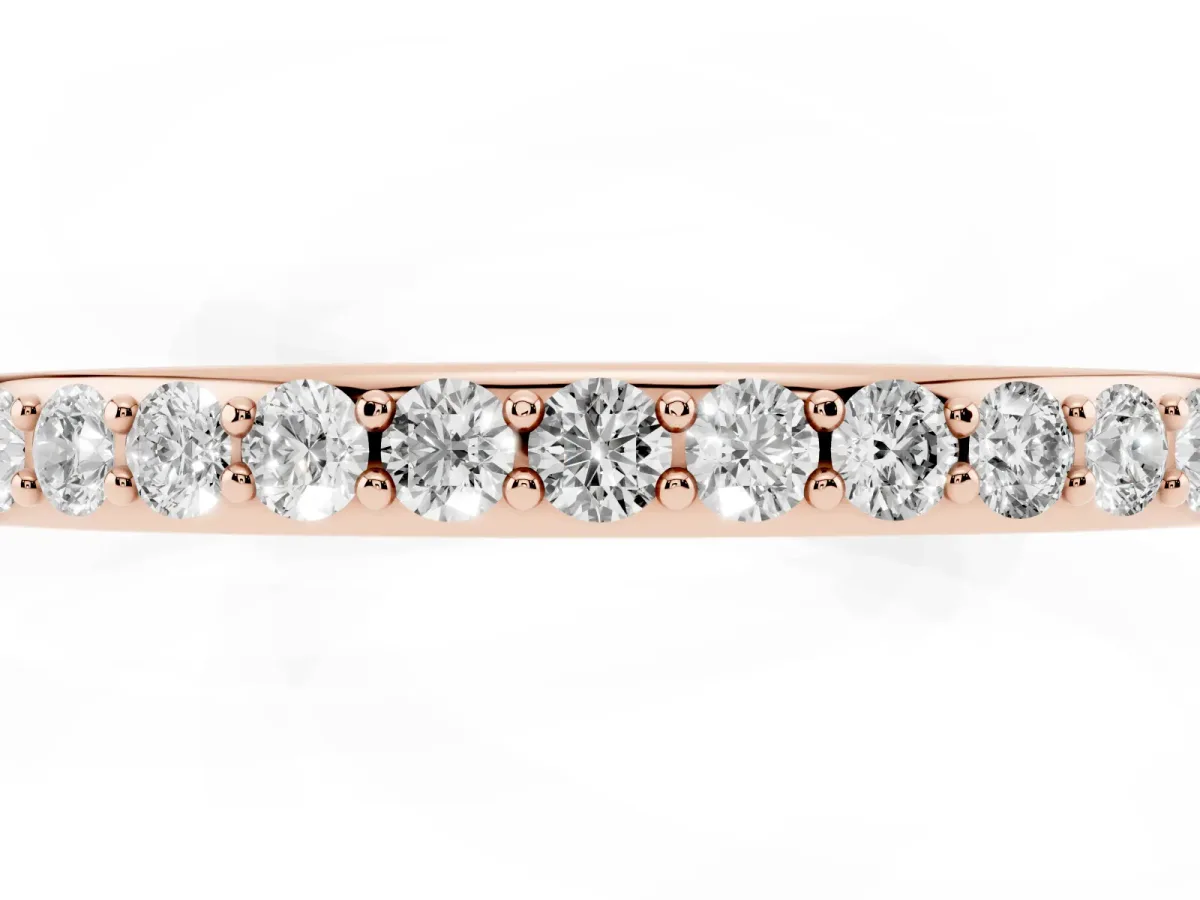 Pavé Round Diamond Eternity Band with Shared Prong Setting Rose gold