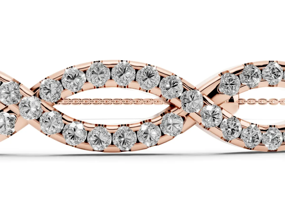 Pavé Marquise Infinity Chain Bracelet with Bezel Prong Setting Rose gold